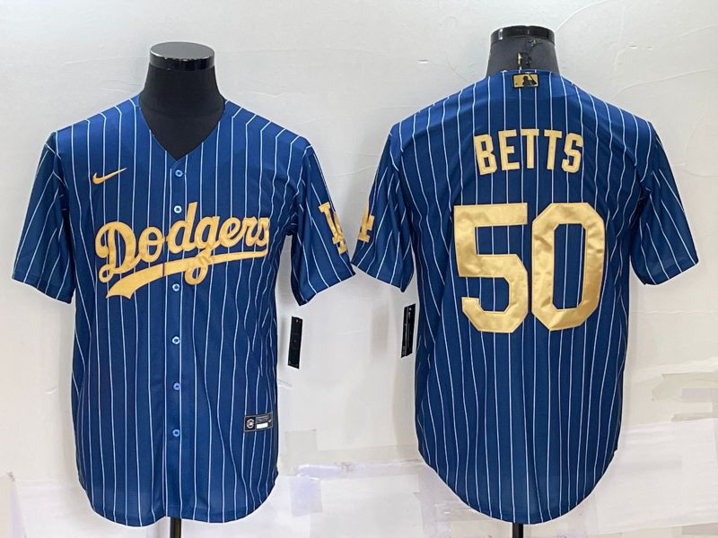 Men Los Angeles Dodgers #50 Betts Blue Gold Throwback Nike 2022 MLB Jerseys->pittsburgh steelers->NFL Jersey
